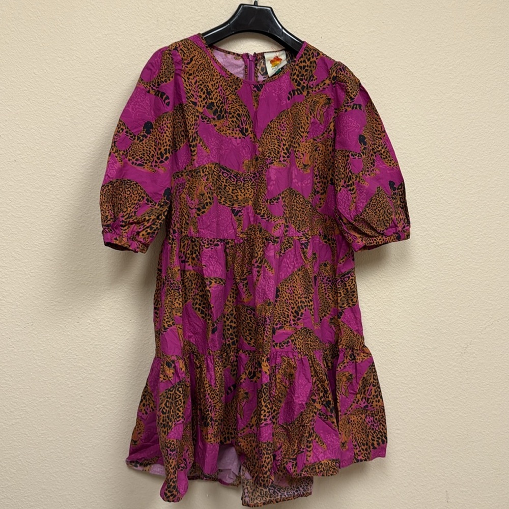 FARM Rio Vibrant Pink Pink Leopard Mini Dress - L - Picture 2 of 5